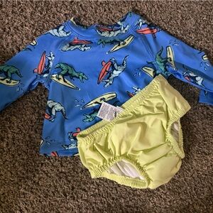 Kids Dinosaur Surfing Swim Set - Blue and Yellow